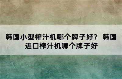 韩国小型榨汁机哪个牌子好？ 韩国进口榨汁机哪个牌子好